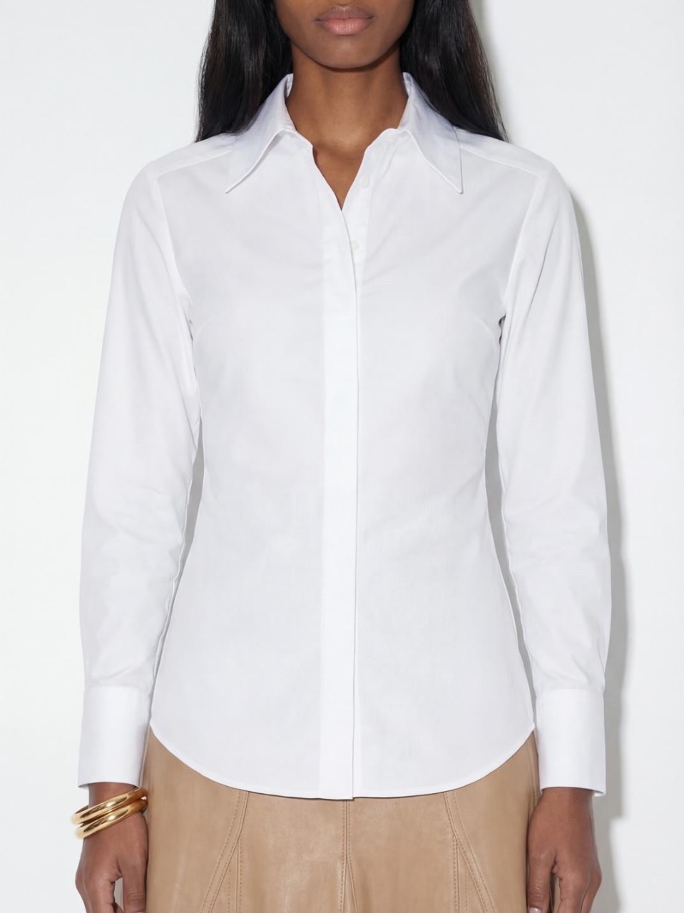 חולצה מכופתרת קשירות לבן