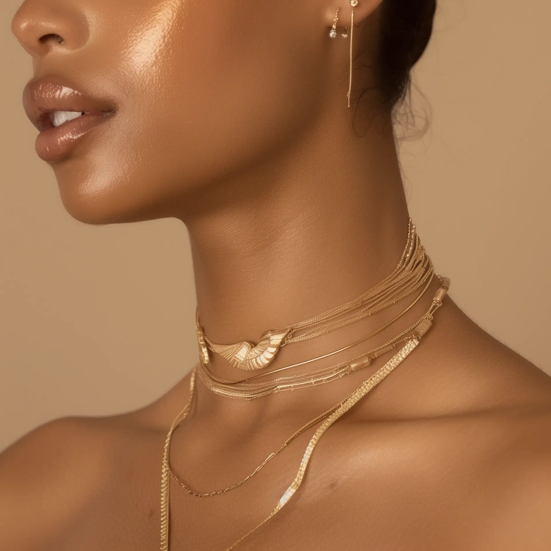 שרשרת צ'וקר זהב מרובדת – השראה מצרית מודרנית