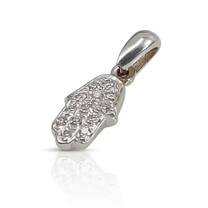 תליון חמסה מזהב משובץ זירקונים זהב 14K