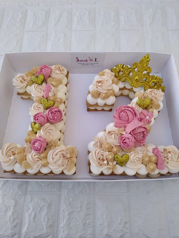 עוגת מספרים  12 מעוצבת🌸