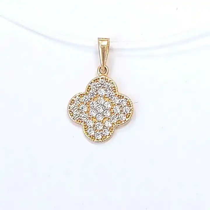 תליון זהב 14K משובץ בזרקוניה 