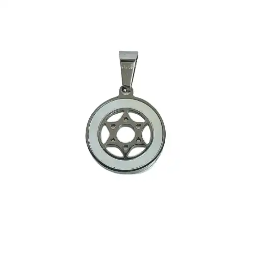 תליון מגן דויד יודאיקה  עם אבן אופל  לבן כסף 925