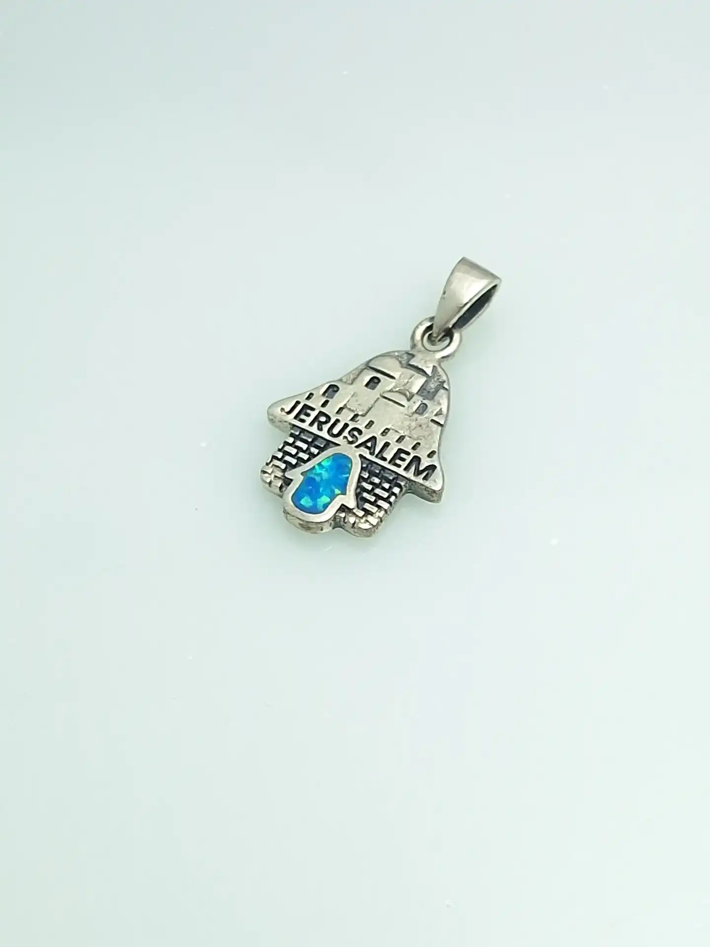 תליון חמסה עם אבן ואפל כסף 925