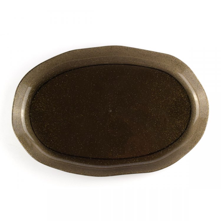 מגש אובלי סוהו שחור נצנצים זהב 3 יח