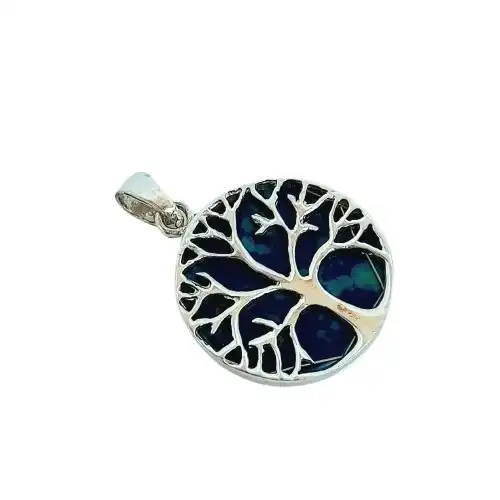 תליון עץ חיים יודאיקה עם אבן אילת כסף 925