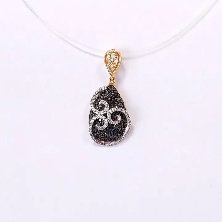 תליון זהב  צהוב 14K מודרני משובץ באבנים זרקוניה