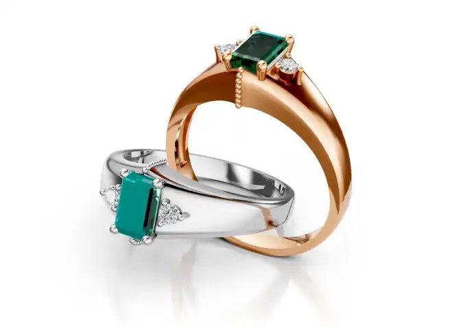 טבעת אבן חן מרכזית עם יהלומים