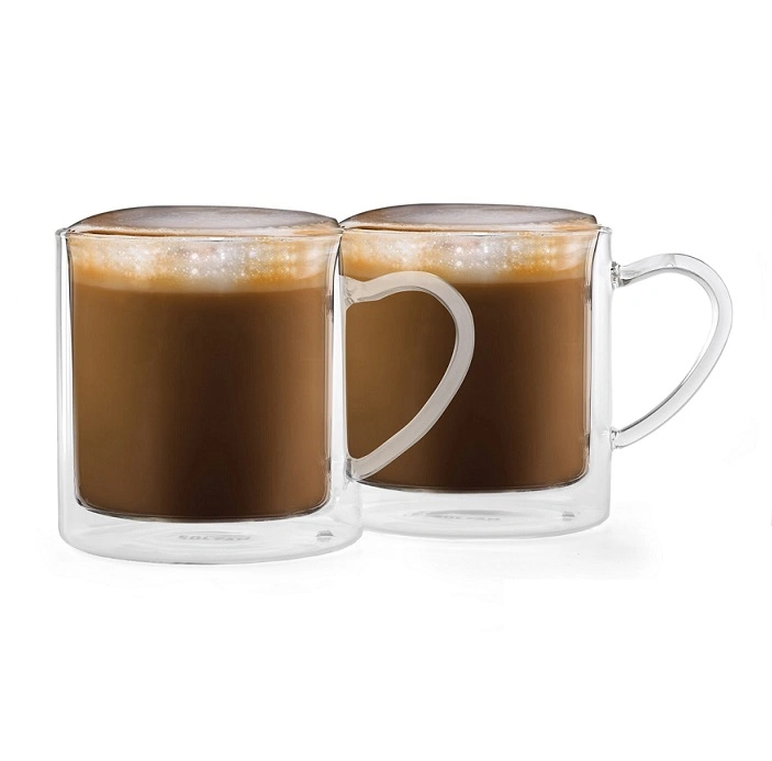 זוג כוסות דופן כפולה 290 מ"ל עם ידית