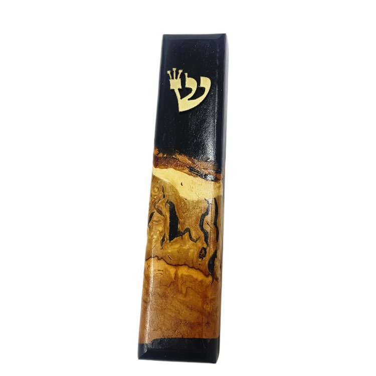 בית מזוזה שורש זית ואפוקסי בגוון שחור