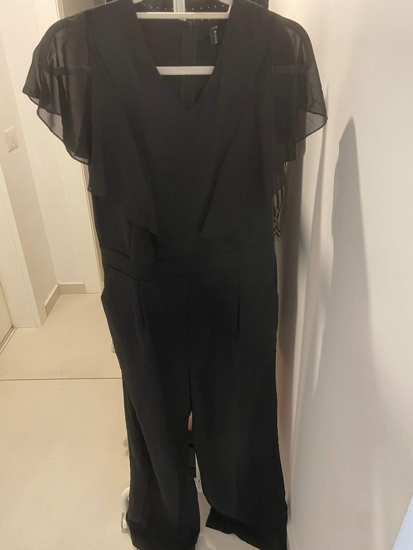 אוברול שחור שרוולים שיפון