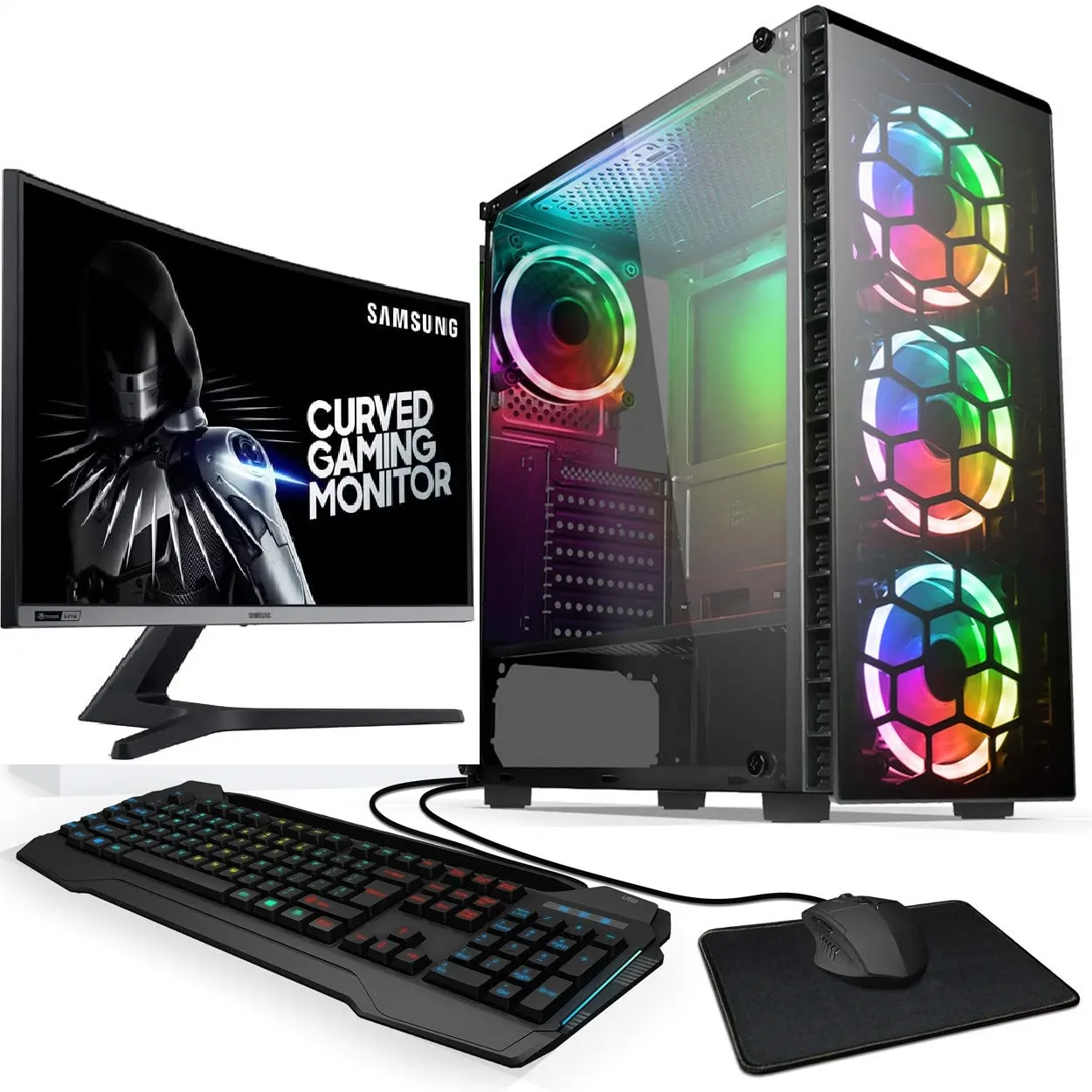 מחשב נייח גיימינג ערכה מושלמת Intel® Core I7-11700 Geforce GTX1030 WIN11 Samsung 27 Curved שלוש שנות אחריות