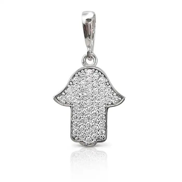 תליון חמסה מזהב משובץ זירקונים זהב 14K