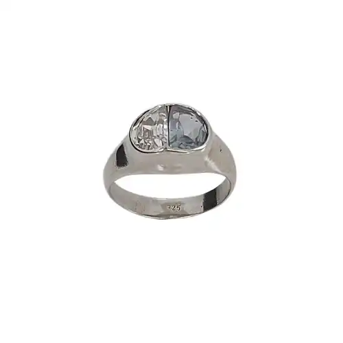 טבעת כסף בלו טופז ואמטיסט - טבעת 925 מודרנית