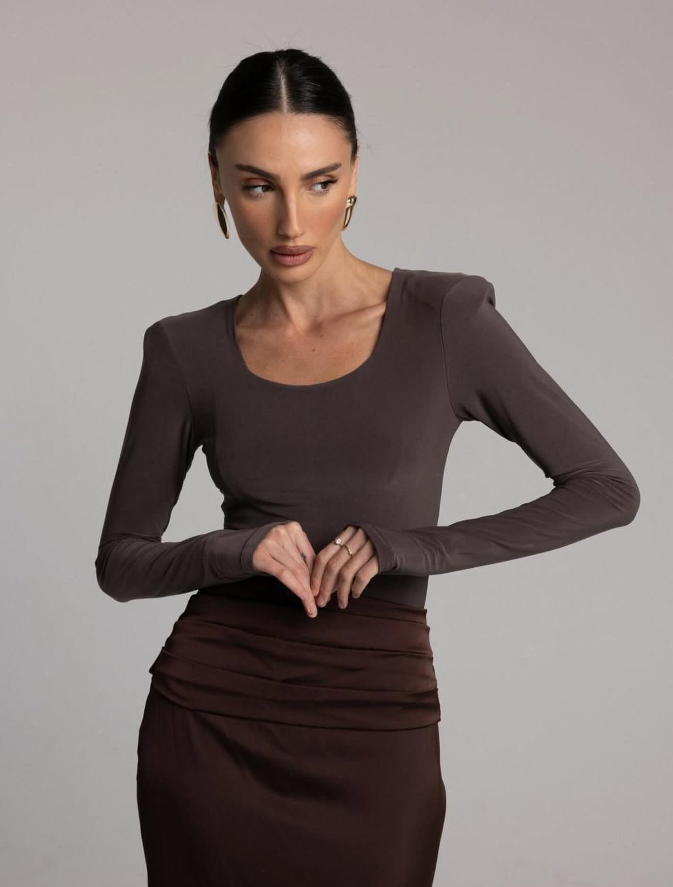 בגד גוף לונדון חום אפור