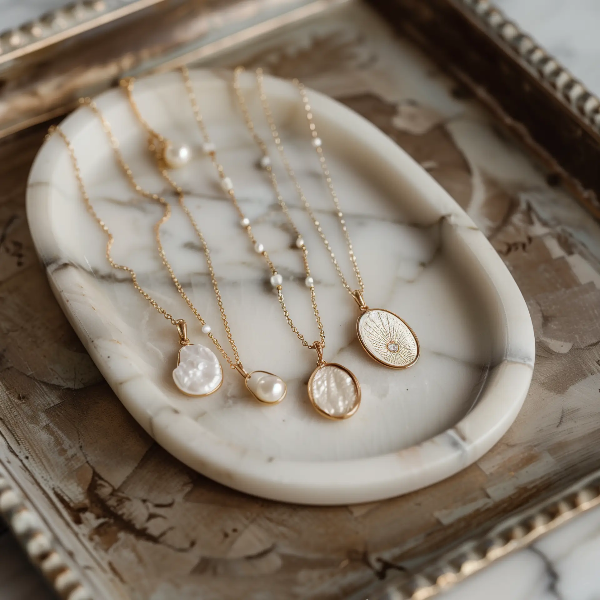 שרשראות זהב עדינות – עיצוב פנינים בעבודת יד