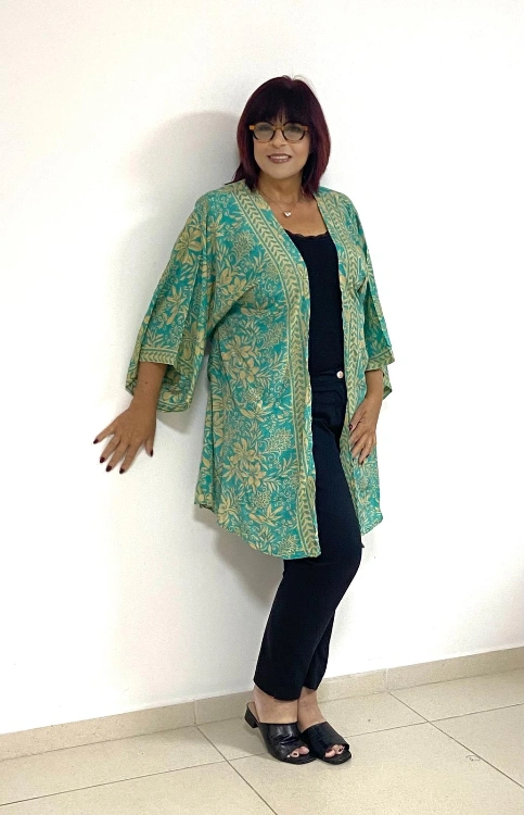 קימונו טורקיז אתני