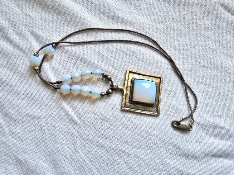 ענק כסף ואבניי אופל מרהיב ובעל נוכחות כסף סטרלינג 925 חתום