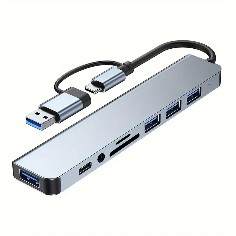 תחנת עגינה 8 ב 1 עם יציאות Usb 3.0\2.0  עם חיבור Type c