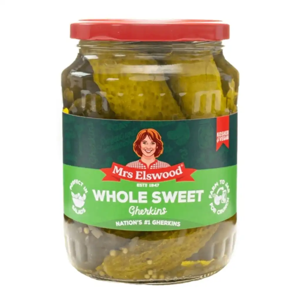 MRS ELSWOOD מלפפונים שלמים מתוקים 670 גרם