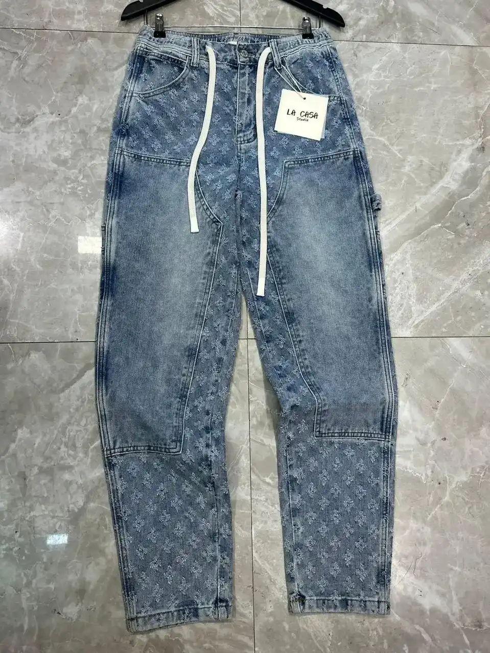 ג׳ינס אופנה כחול בהיר עם שרוך