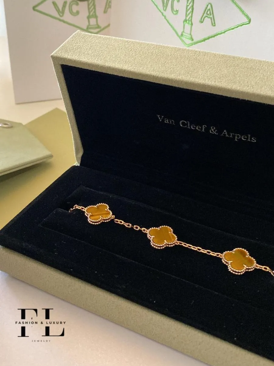 צמיד ואן קליף כסף טהור 925 מצופה בשלוש שכבות זהב