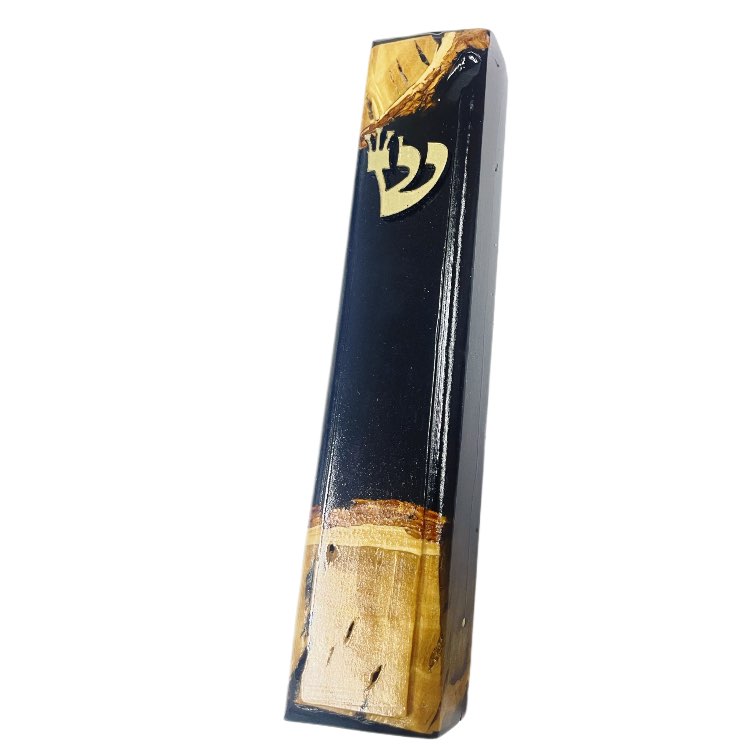 בית מזוזה שורש זית ואפוקסי שחור