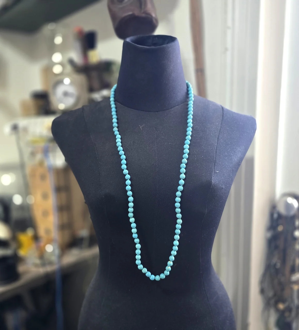 שרשרת חרוזים עגולים אבני תורכיז  מהממת