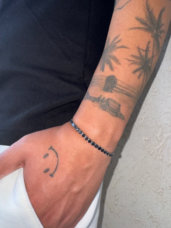 צמיד טניס כסוף ושחור 4 מ"מ