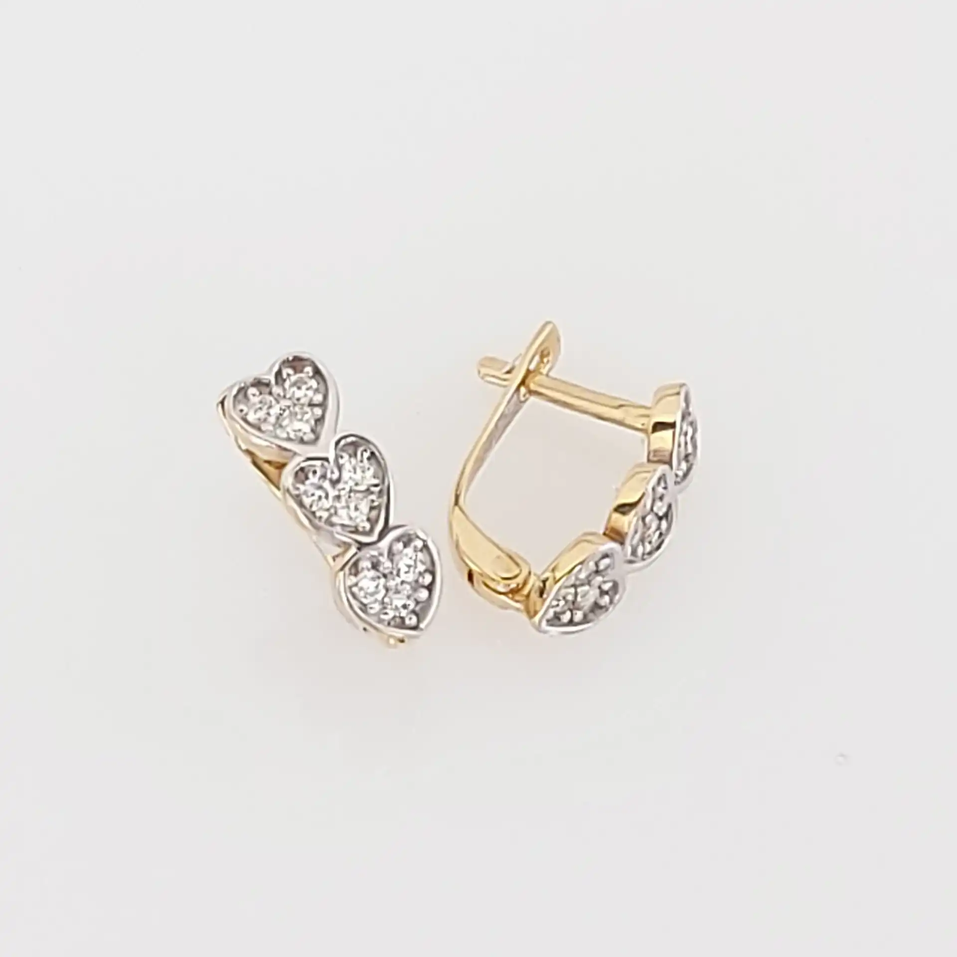 עגילי  לבבות זהב 14K