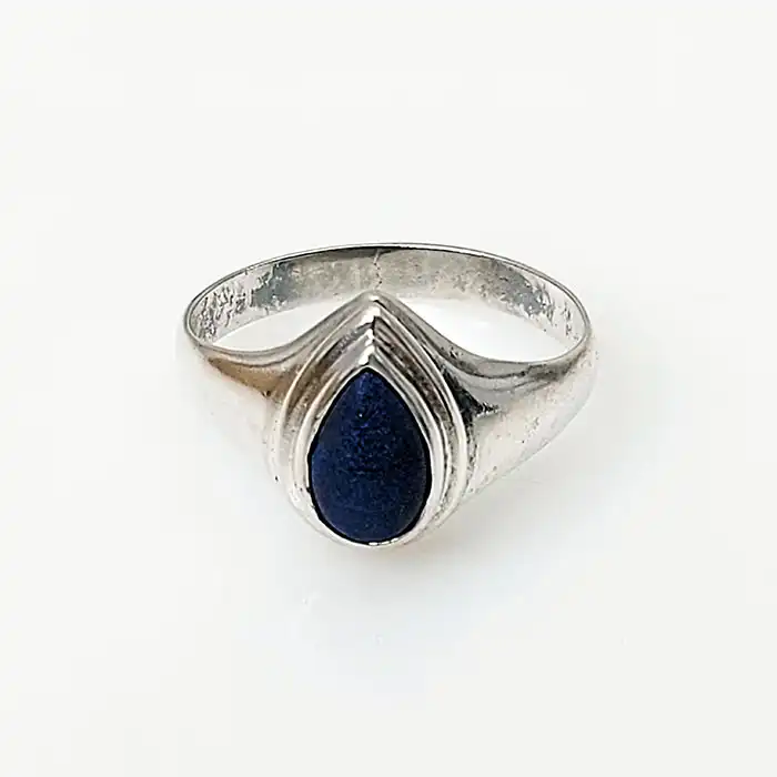 טבעת כסף 925 עם אבן לפיס עבודות יד