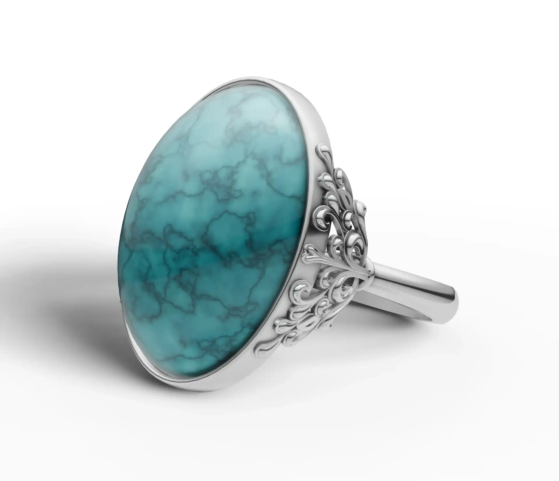 טבעת  כסף 925 לאישה עם אבן אילת