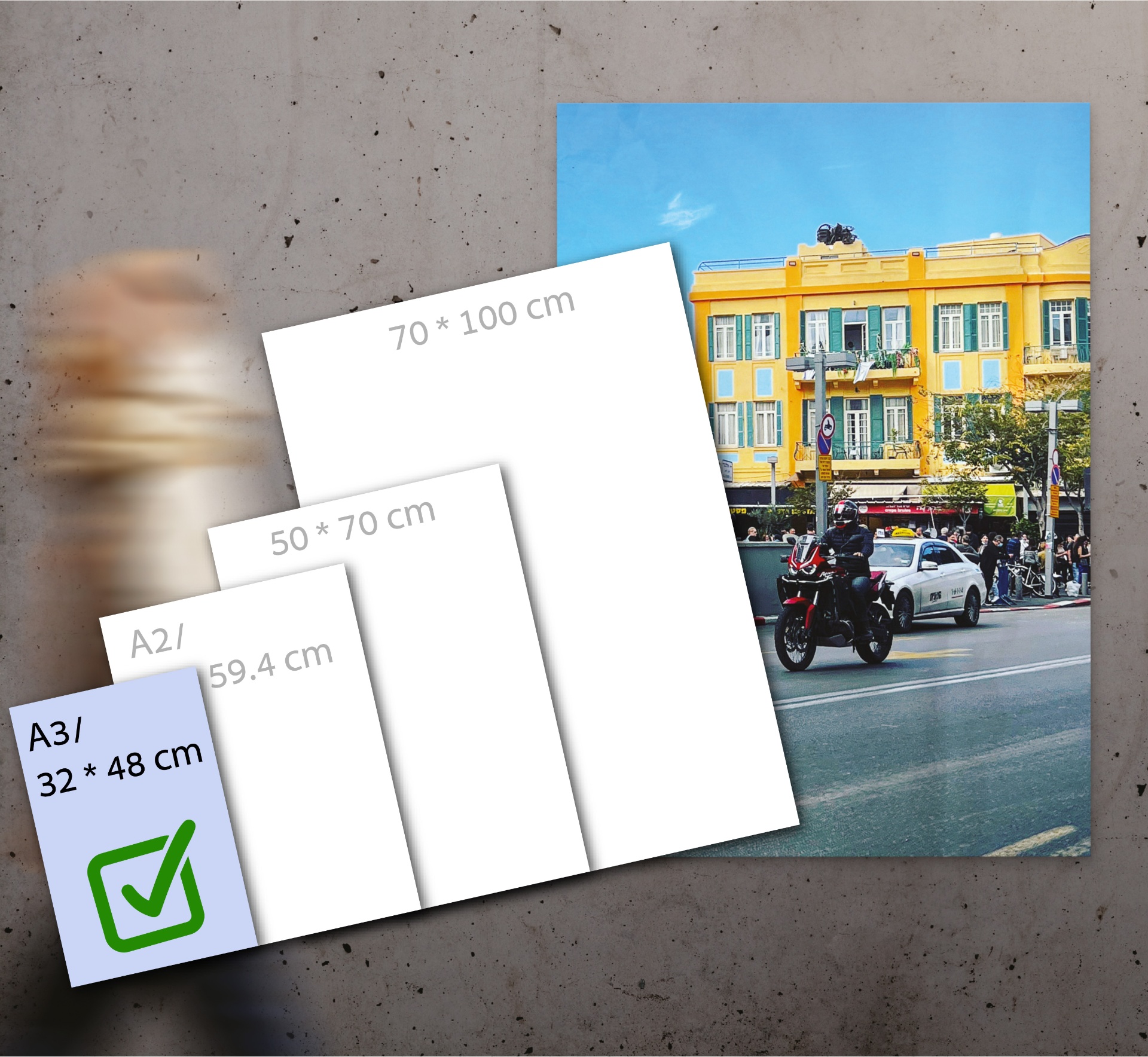 פוסטר סאטין עד גודל 32/48 ס"מ (כולל 3A - 42/29.7) - נייר פוטו סאטין (מבריק-פוטו) 250 גר'