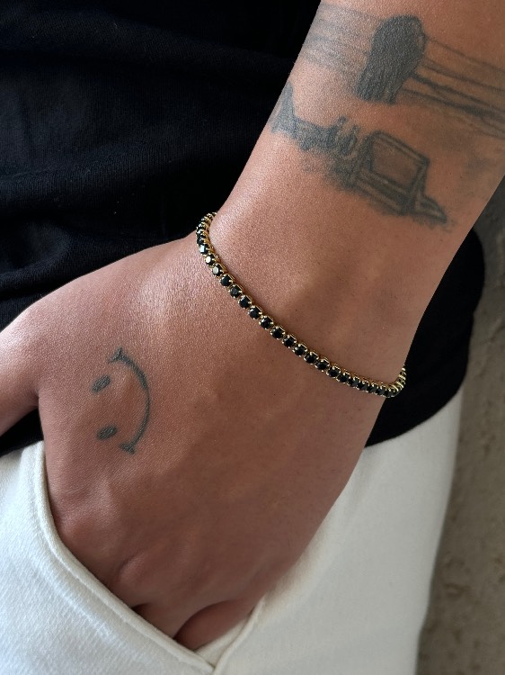 צמיד טניס שחור זהב 3 מ"מ