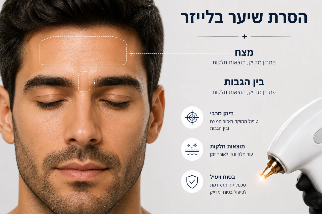 הסרת שיער מצח בין הגבות 10 טיפולים