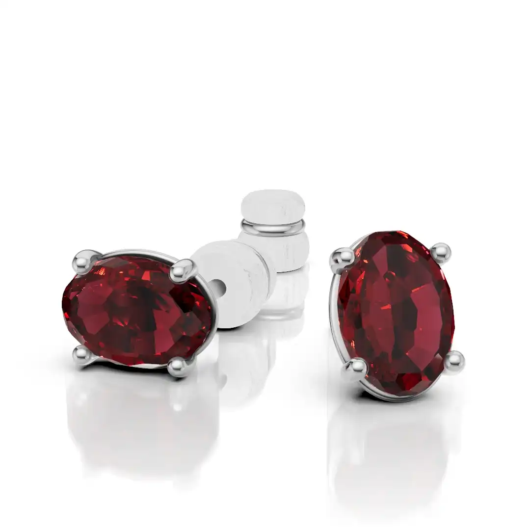 עגילים צמודים זהב 14K משובצים באבן גראנט