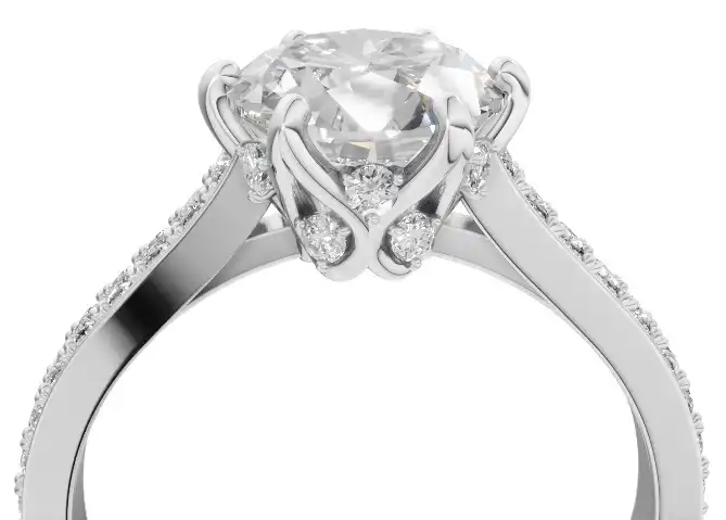 טבעת יהלום לאירוסין בצורת פרח