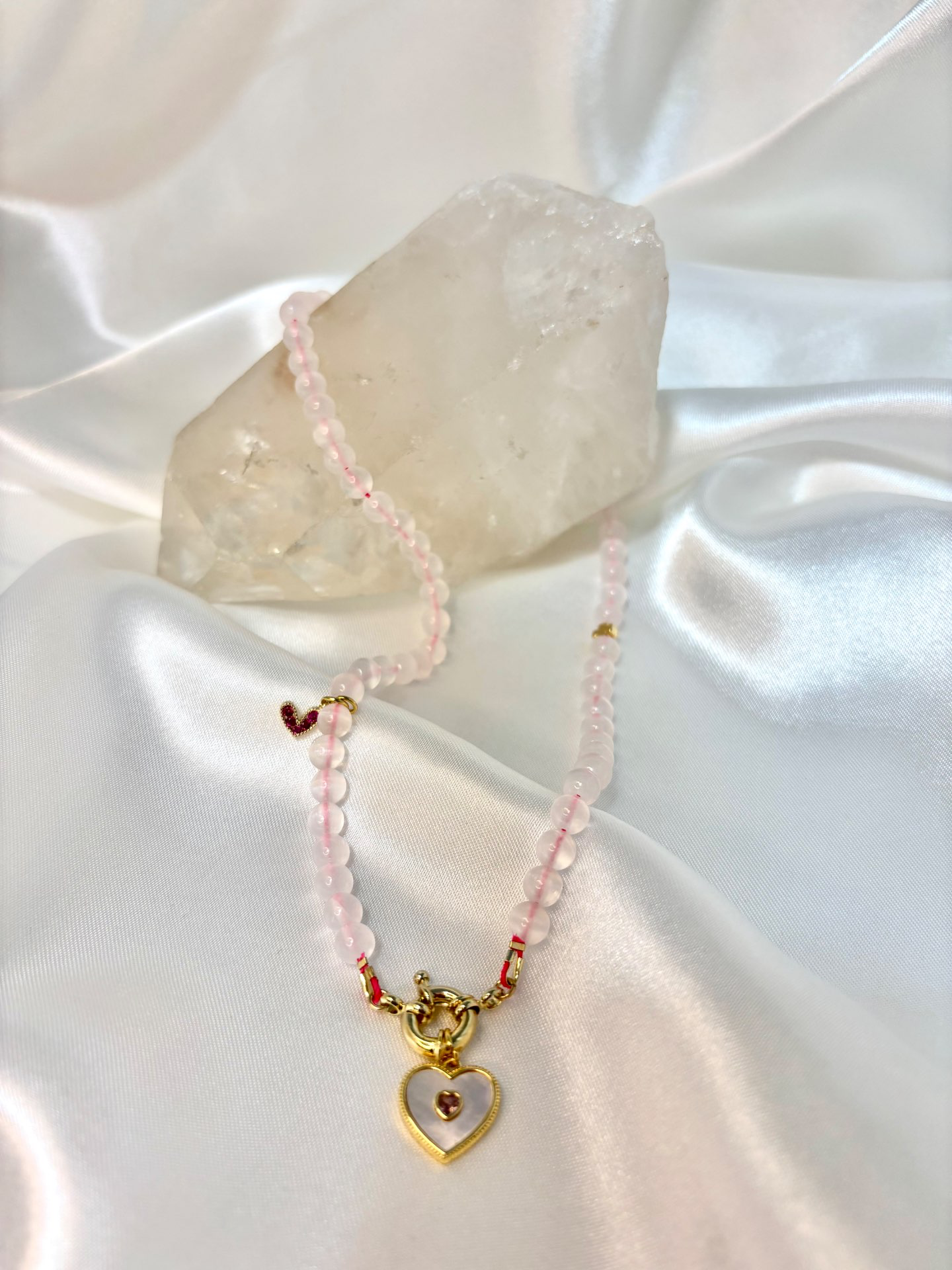 שרשרת רוזקוורץ ורודות בהתאמה אישית | מאושרת