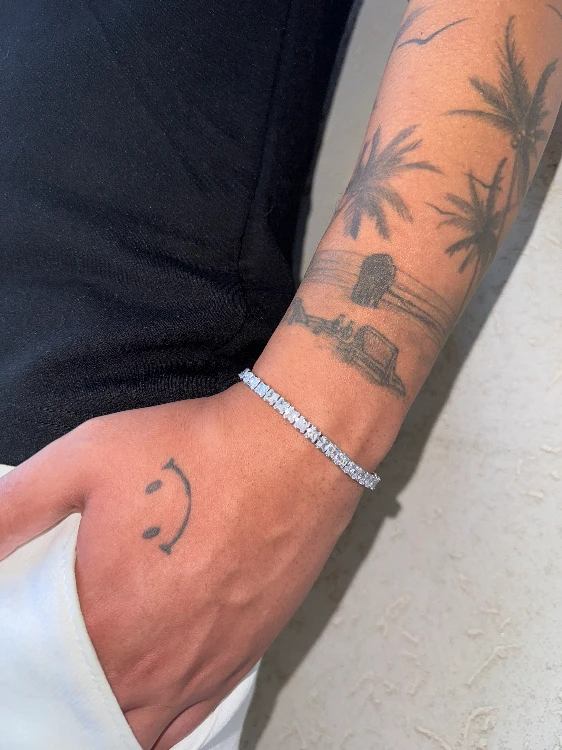 צמיד טניס כסוף משובץ