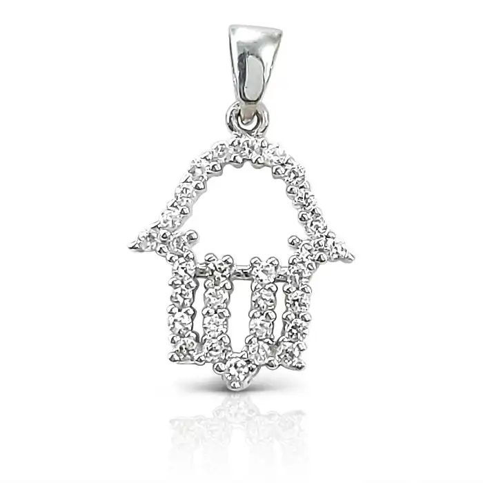 תליון חמסה מזהב בשיבוץ אבני זירקון.14K