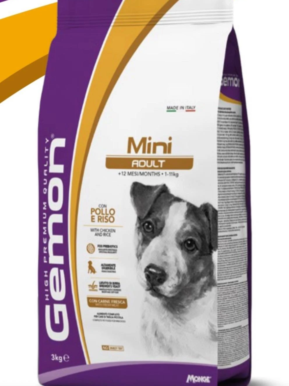 מזון לכלבים גזעיים וגדולים בטעם עוף ואורז מבית ג׳מון 