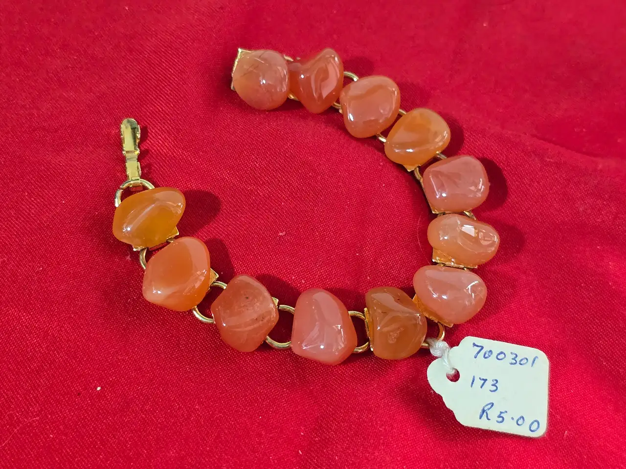 צמיד צפוי זהב ואבני חן טבעיות מצב חדש