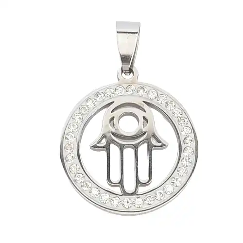 תליון חמסה יודאיקה עם משובץ בזירקוניה כסף 925