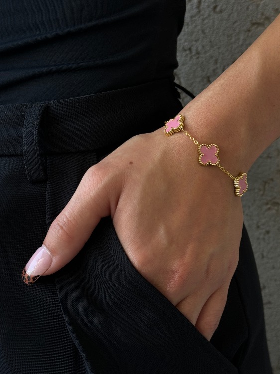 צמיד תלתן ורוד זהב