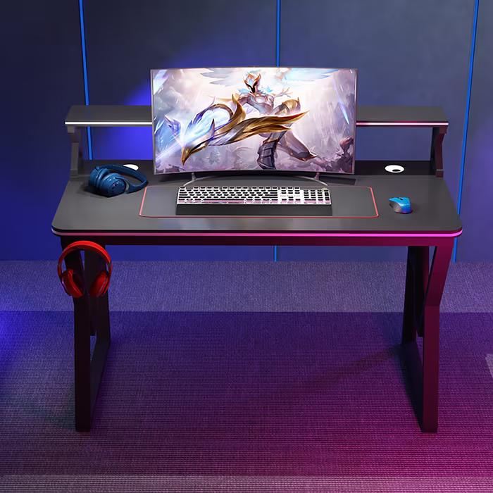 שולחן גיימרים מחשב כתיבה עם מדפים 100 ס"מ Rosso Italy RSM-1061 - צבע שחור