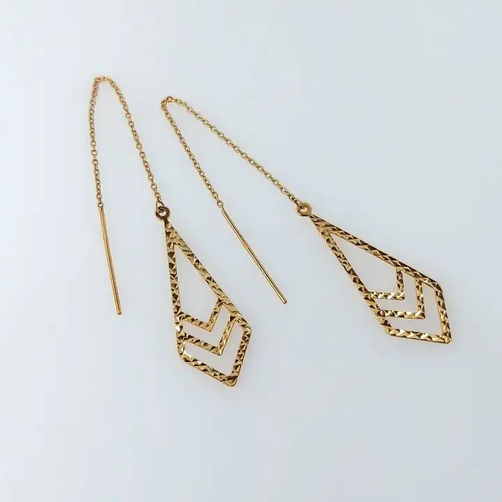 עגילים  חוטים זהב 14K