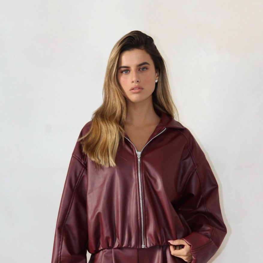 מעיל עור בורדו