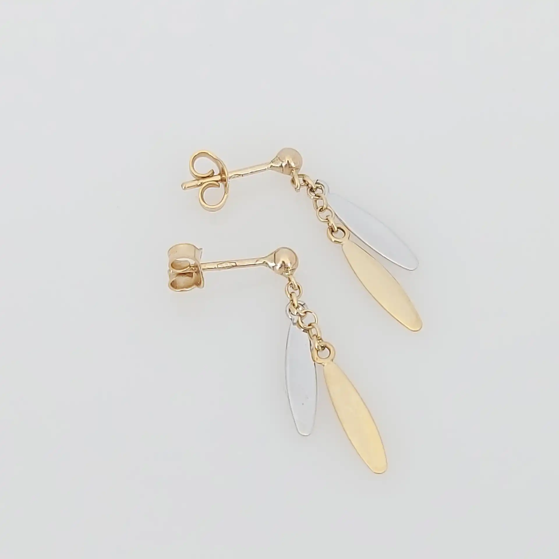 עגילים  תלוים צמודים זהב 14K תוצרת איטליה