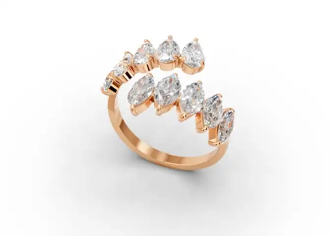 טבעת שתי זרועות יהלומי מרקיזה.