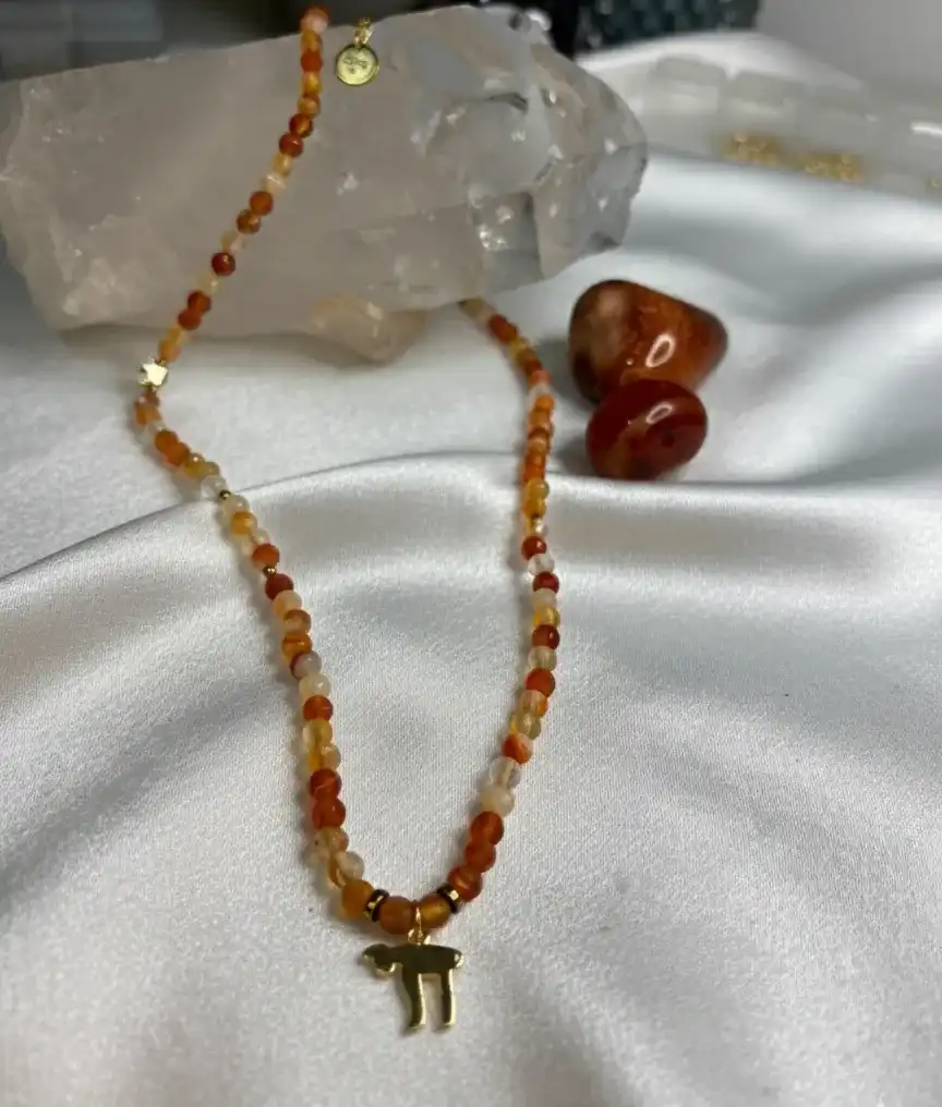 שרשרת קרנליאן כתומה בהתאמה אישית | מאושרת