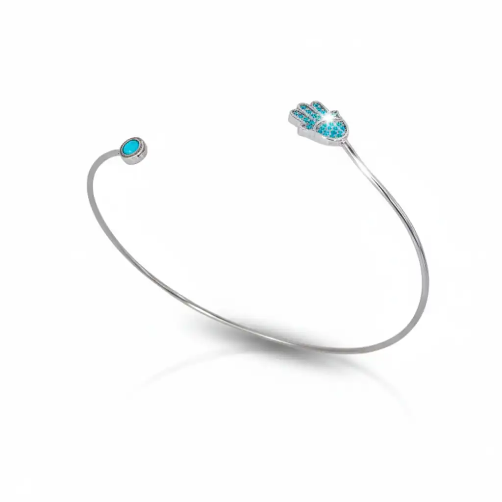 צמיד יודאיקה  לאישה משובץ באבן אילת אופל  זהב 14K